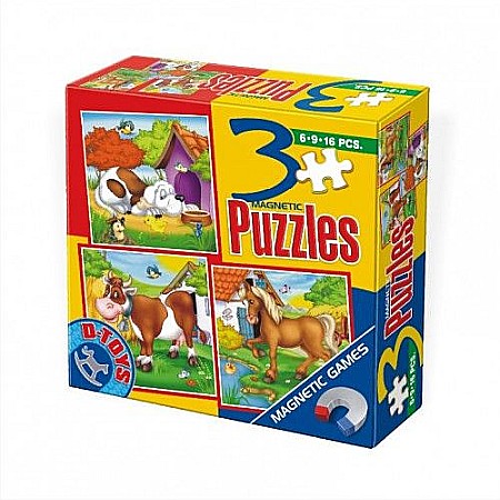 Puzzle - 3 puzzle magnetic animale dto60457