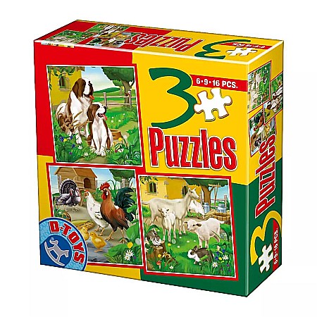 Jocuri educative și de societate - 3 puzzle animale dto60150