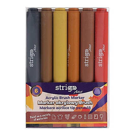 Markere - Markere acrilice strigo tip pensula 6culori ssc433