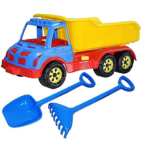 Jucării și jocuri - Camion plastic 60cm cu lopata+grebla 16026 roben