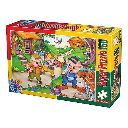 Jocuri educative și de societate - Super puzzle 160 cei trei purcelusi