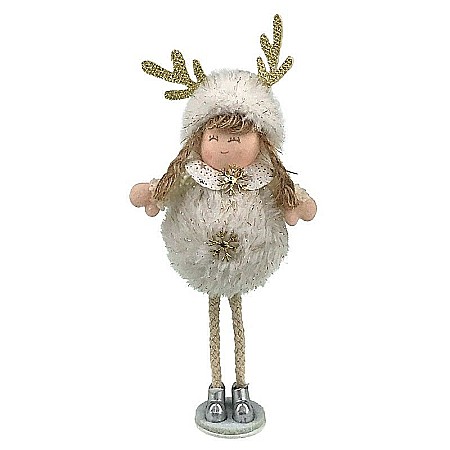 Ornamente și figurine decorative - Ornament Craciun Ingeras cornite ren si puf 18 cm