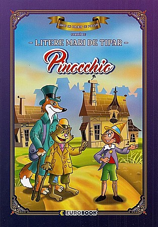 Cărți - Pinocchio. Carte de colorat cu povesti scrisă cu litere mari de tipar