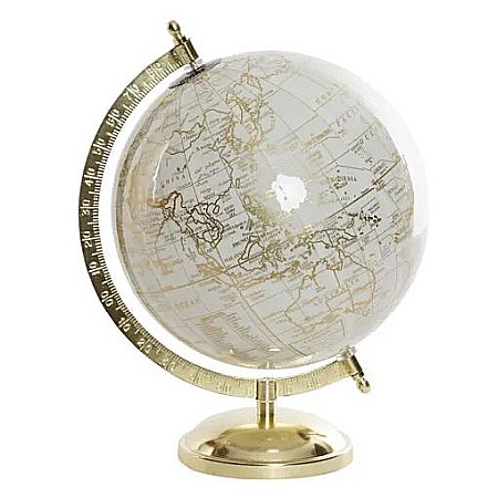 Globuri pământești - Glob pamantesc cu suport metalic 20x28 cm crem/auriu