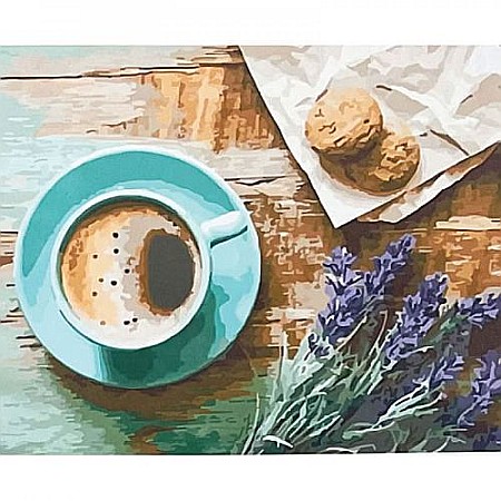 Pânze pictură - Panza de pictura pe numere 40x50cm cafea si lavanda 89652