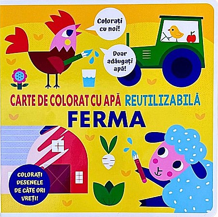 Cărți - Ferma – Carte de colorat cu apă, reutilizabilă