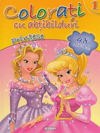 Cărți de colorat - Colorați cu abțibilduri 1 – Prințese