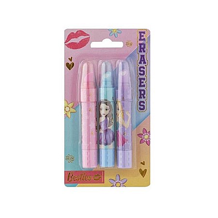 Rechizite școlare - Set de 3 radiere tip ruj besties