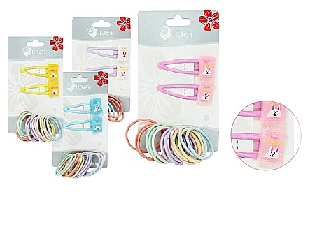 Accesorii pentru păr - Set elastice si agrafe de par 18piese 81579