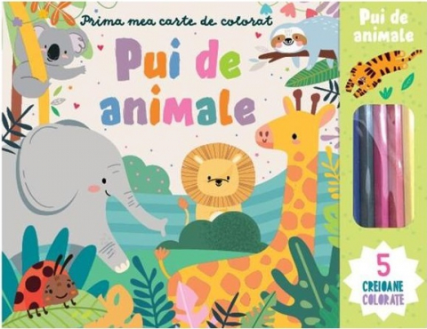 Cărți - Pui de animale 5 creioane colorate