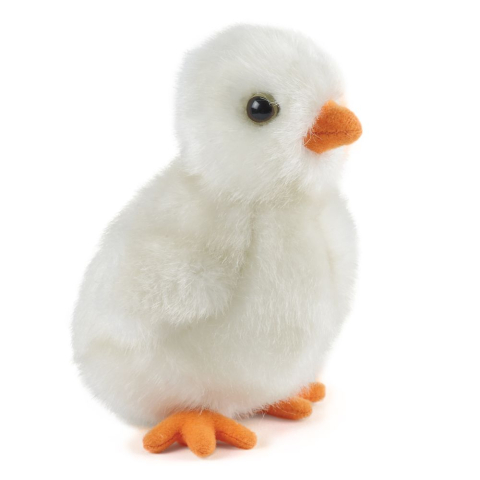 Jucării și jocuri - Pui de gaina alb pufos din plus 12 cm Living Nature