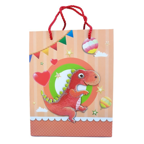 Punga cadou hartie dinozauri si baloane 3D 18x23cm culori diferite [1]