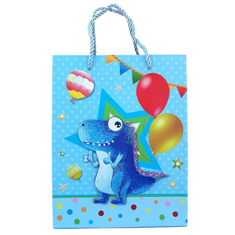Punga cadou hartie dinozauri si baloane 3D 18x23cm culori diferite [7]