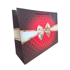 Punga cadou Karmisee XL cu fundita aurie si buline 47 x 36 x 15 cm culori diferite [2]