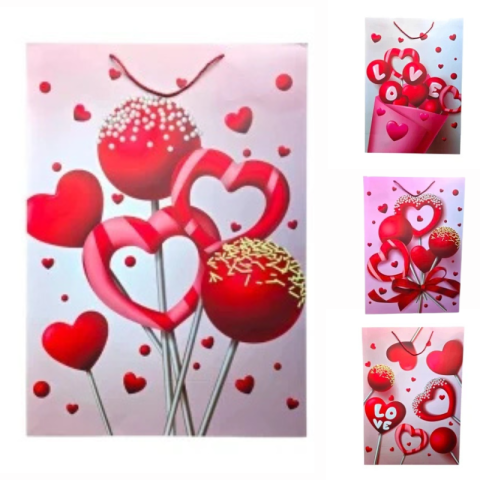 Accesorii pentru impachetat - Punga cadou foarte mare cu inimi 3D 50 x 20 x 70 cm