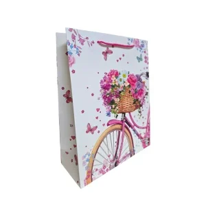 Punga cadou cu bicicleta flori și baloane 32 x 26 x 10 cm modele diferite [5]