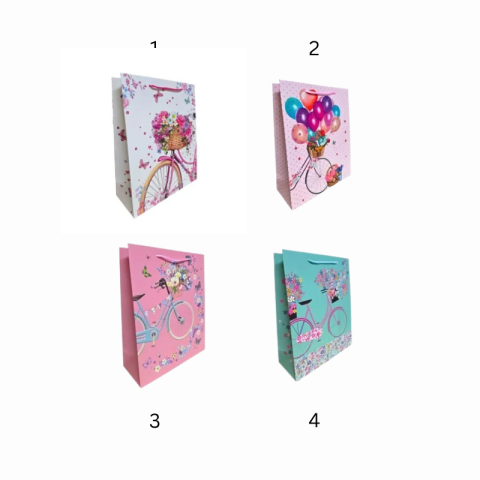 Punga cadou cu bicicleta flori și baloane 32 x 26 x 10 cm modele diferite [1]