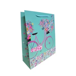Punga cadou cu bicicleta flori și baloane 32 x 26 x 10 cm modele diferite [3]