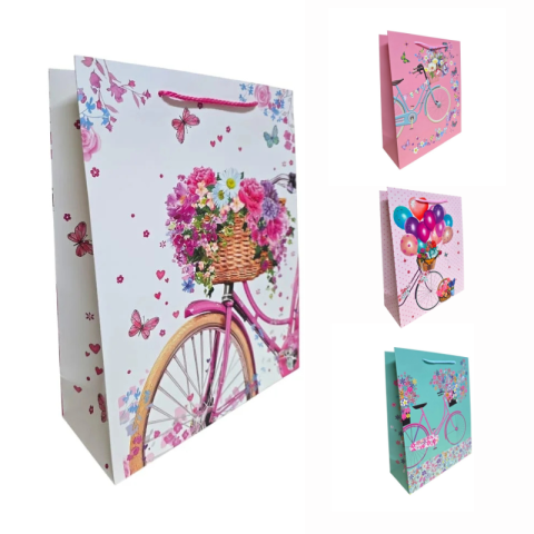 Noutăți Librăria Compas - Pungi cadou Karmiseé 32x26x10cm model bicicleta