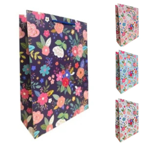Accesorii pentru impachetat - Punga cadou cu model floral carton gros 32 x 26 x 12 cm modele diferite