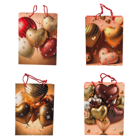 Pungi pentru cadouri - Punga cadou 18x24 cm Baloane si inimi