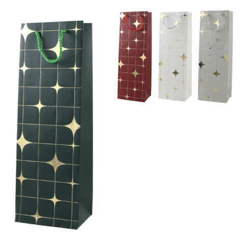 Accesorii pentru impachetat - Punga cadou bauturi 12 x 35 cm culori diferite