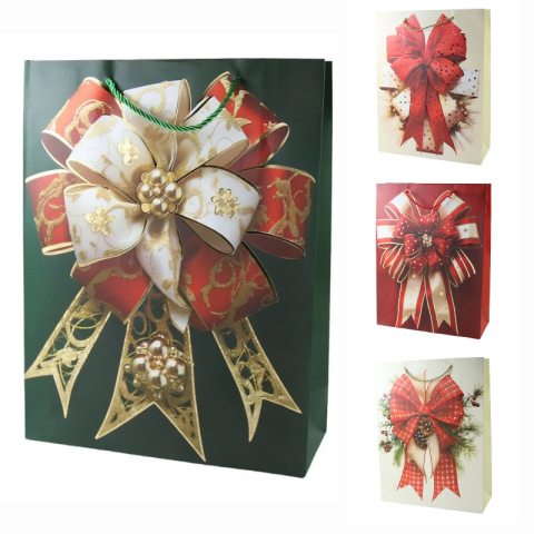 Noutăți Librăria Compas - Punga cadou de Craciun 31 x 40 cm cu fundita modele diverse