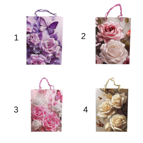 Punga hartie cu trandafiri si fluturi 18x24 cm [1]