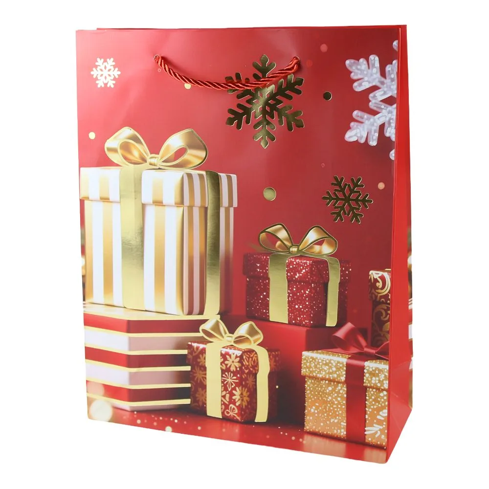 Punga cadou de Craciun 26 x 10 x 32 cm decoratiuni aurii modele diverse [2]