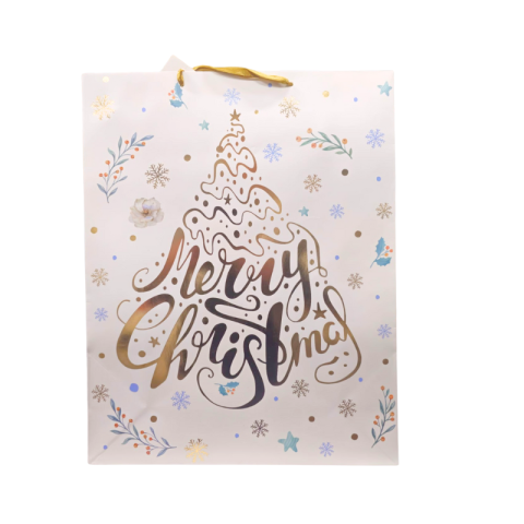 Noutăți Librăria Compas - Punga cadou din carton alb auriu 40x30 cm