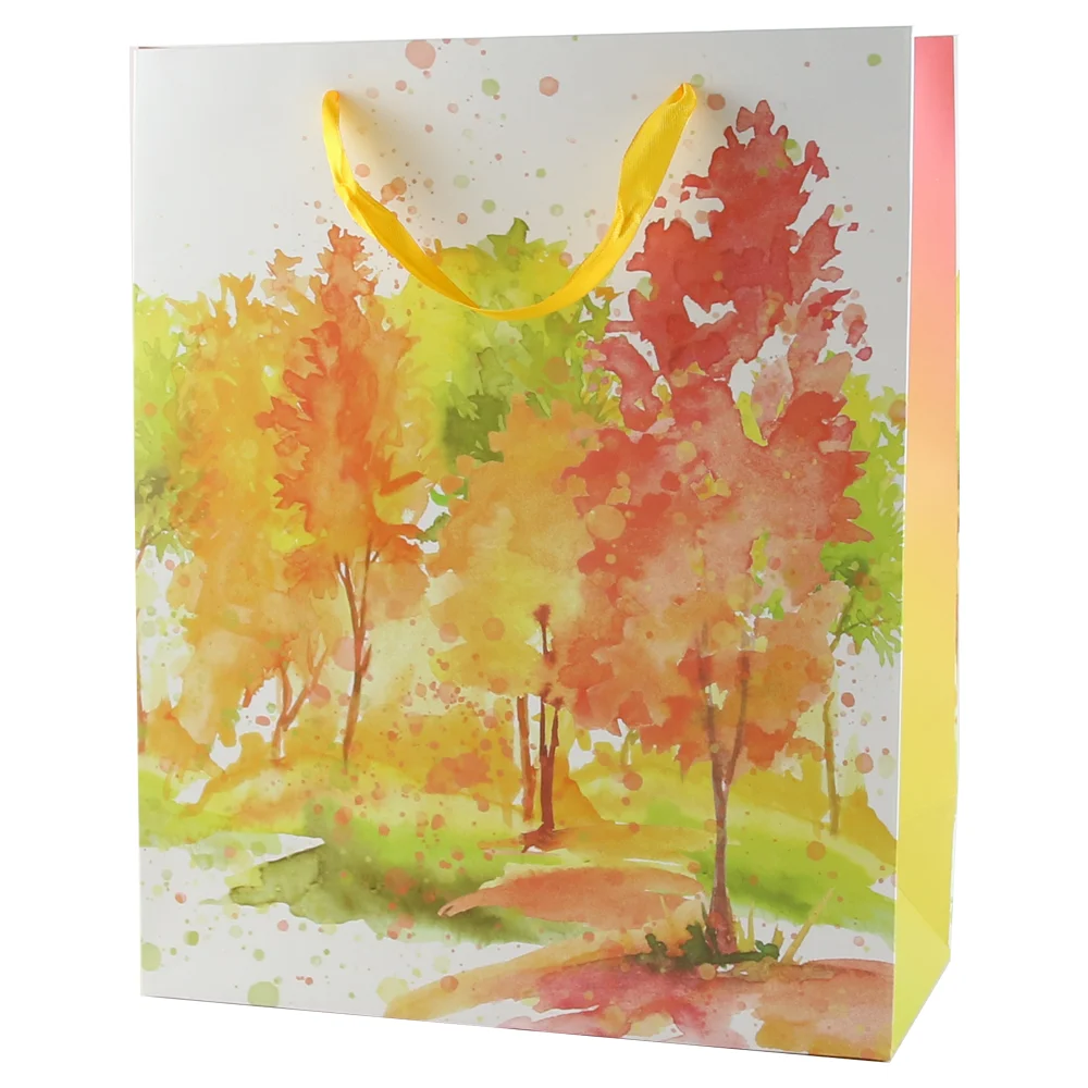 Accesorii pentru impachetat - Punga cadou hartie 26x32 cm Copaci in acuarela