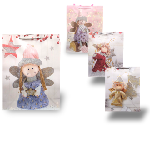 Noutăți Librăria Compas - Punga cadou cu motive de Craciun 26x32x10 cm