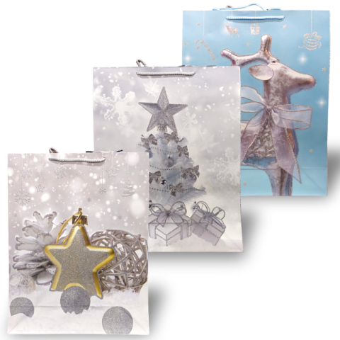 Cutii și pungi cadou - Punga cadou cu motive de Craciun 31x40x12 cm
