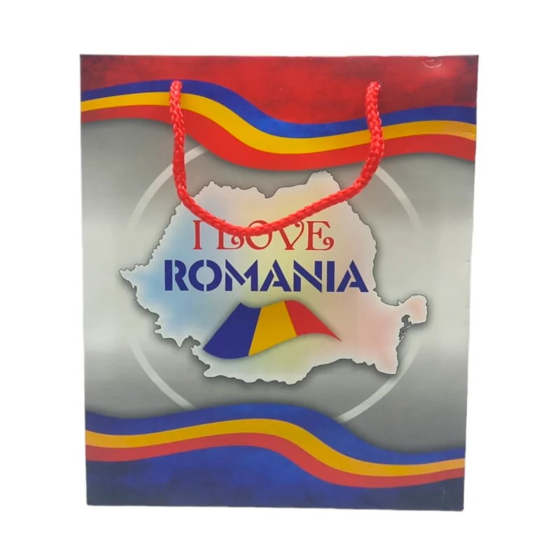 Pungi pentru cadouri - Punga cadou suvenir Romania marimea M 18 x 8 x 23 cm