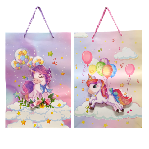 Noutăți Librăria Compas - Punga cadou 41.5x30x12 cm unicorn curcubeu modele diferite