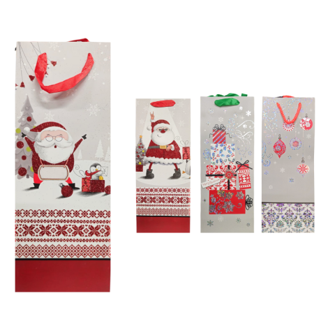 Noutăți Librăria Compas - Punga cadou pentru sticla din hartie modele diferite