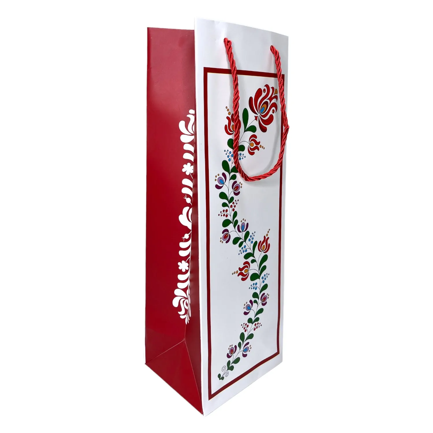 Accesorii pentru impachetat - Punga cadou pentru sticla cu motive florale