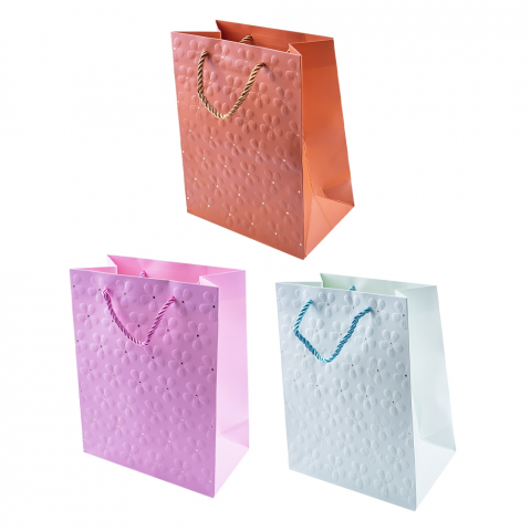 Pungi pentru cadouri - Punga cadou unicolora flori premium 26x32x12 cm