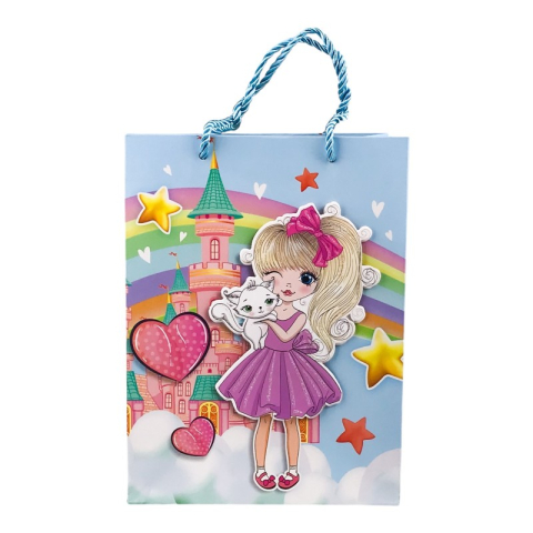 Noutăți Librăria Compas - Punga cadou cu printese si castele 3D 26x32 cm