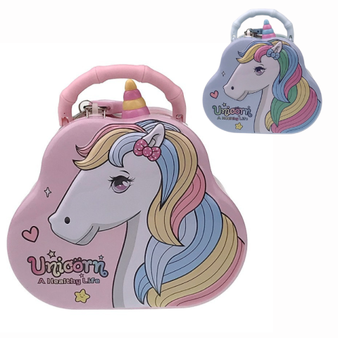 Articole pentru copii - Pusculita cu lacat Unicorn 15x16 cm culori diferite
