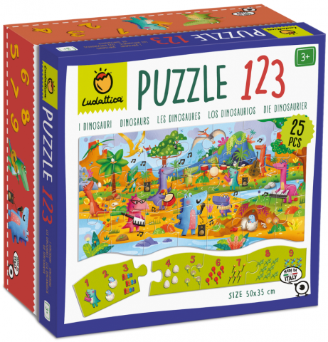 Jocuri educative și de societate - Puzzle educativ Dinozauri Puzzle 123 Ludattica 25 piese