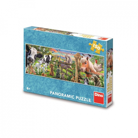 Jucării și jocuri - Puzzle panoramic Dino Toys Animale la ferma 150 piese