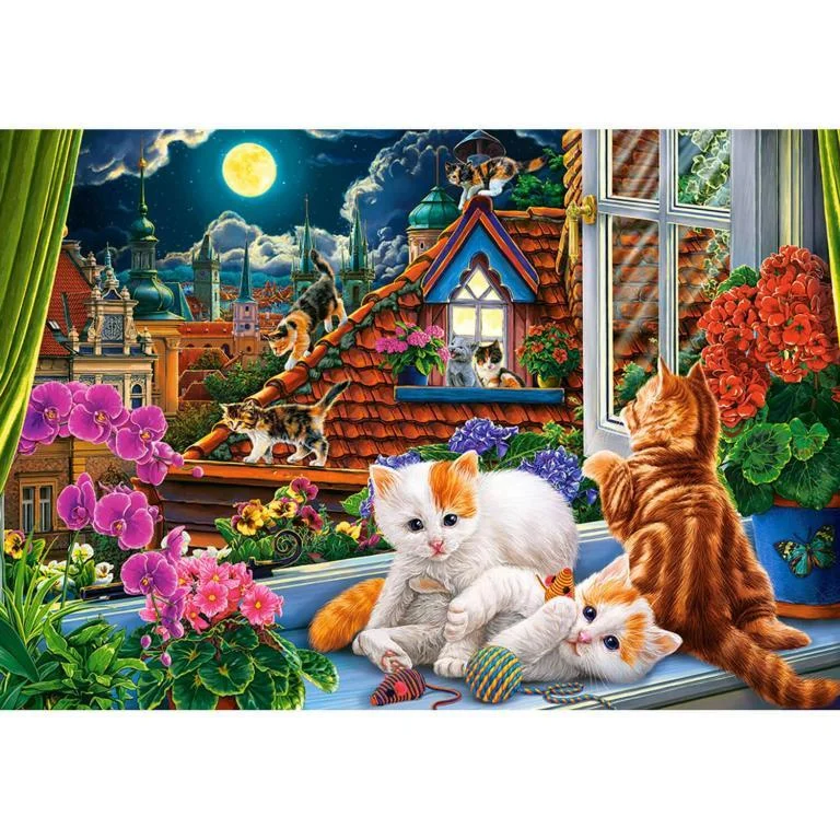 Puzzle 1500 piese Kittens on the Roof [1]