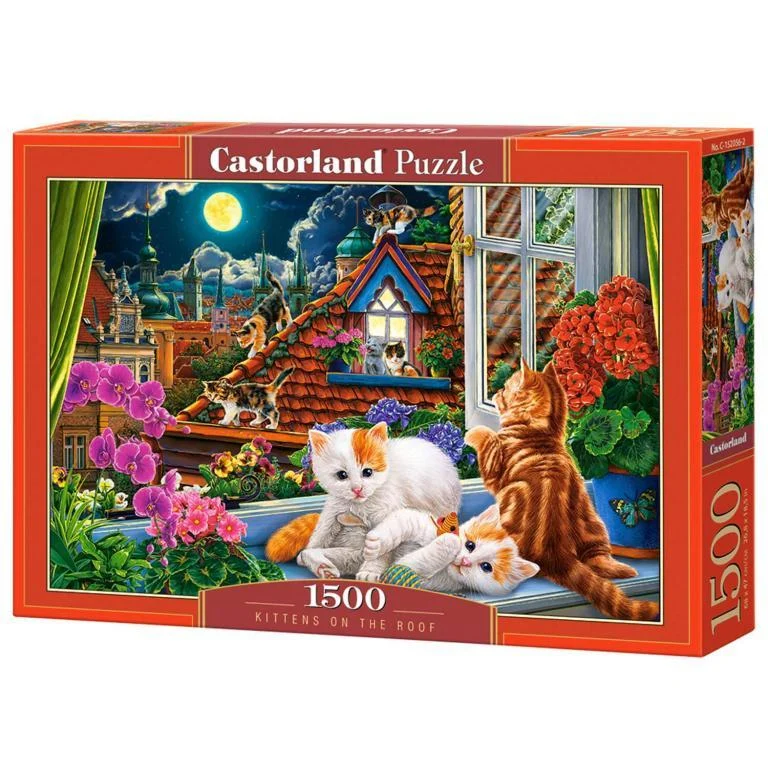 Jucării și jocuri - Puzzle 1500 piese Kittens on the Roof
