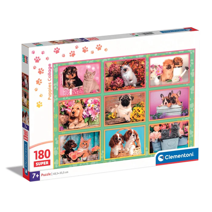 Jucării și jocuri - Puzzle Clementoni 180 piese Colaj catei