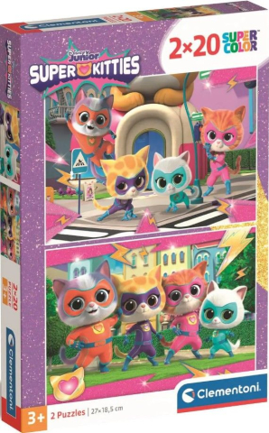 Jucării și jocuri - Puzzle pentru copii Clementoni din 2 x 20 piese Super Kitties