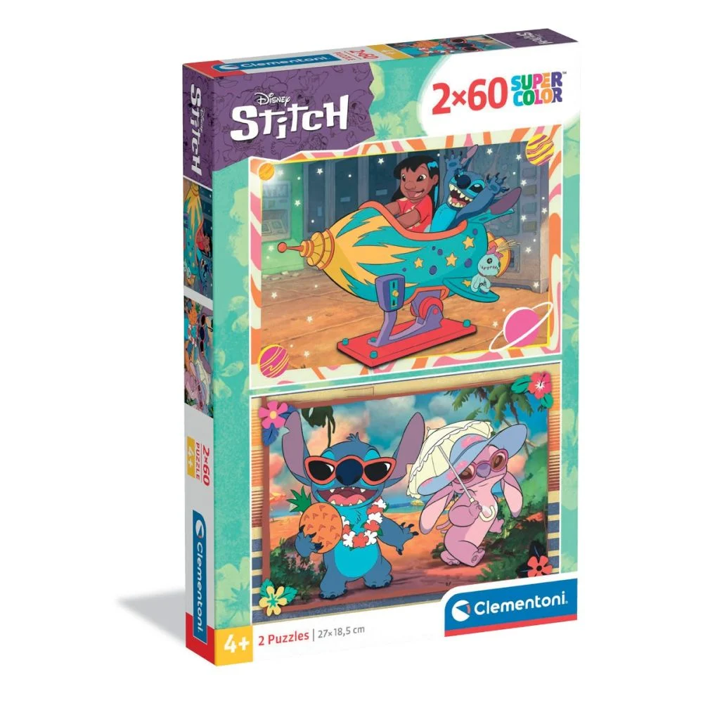 Puzzle - Set 2 puzzle-uri Disney Stitch 2 x 60 piese 27 x 18.5 cm