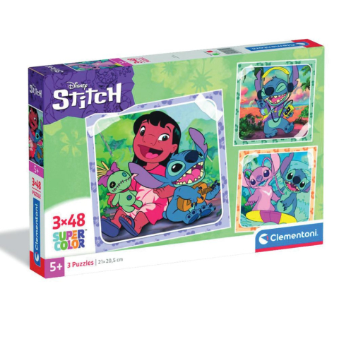 Jocuri educative și de societate - Puzzle Clementoni Disney Stitch 3 x 48 piese
