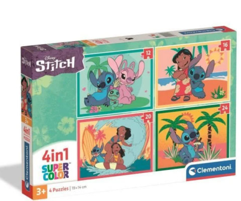 Puzzle - Puzzle 4 in 1 Disney Stitch 12 16 20 si 24 piese