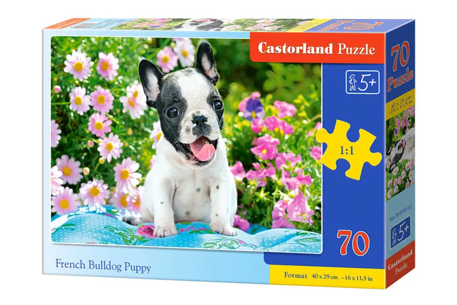 Jucării și jocuri - Puzzle 70 piese French Bulldog Puppy Castorland